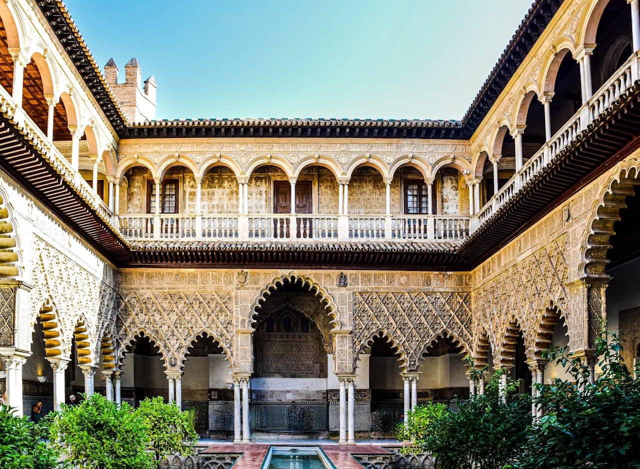 Main courtyard arcades at Casa de Pilatos, Seville